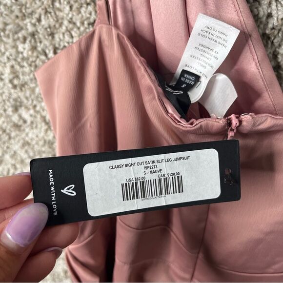 Lulus Jumpsuit Women’s Small Classy Night Out Maeve Satin Slit Leg NWT - Picture 9 of 15